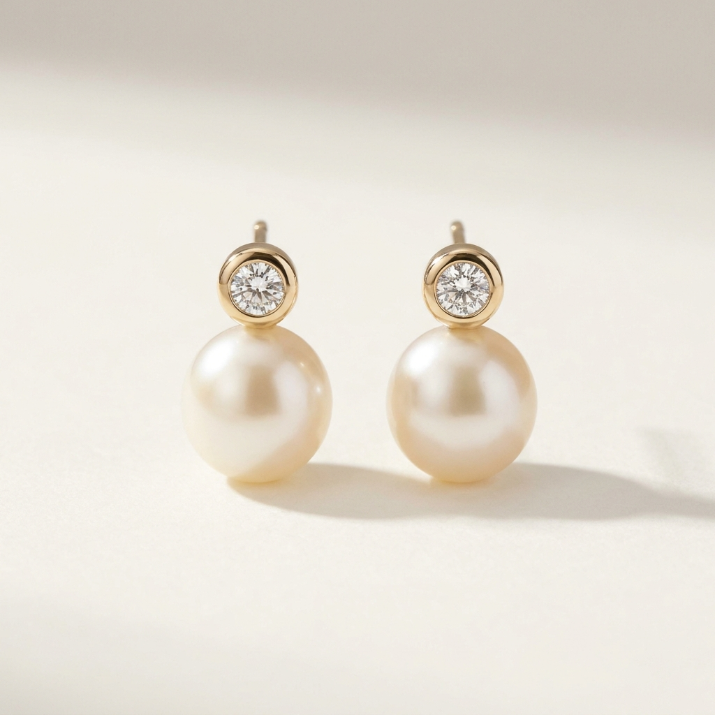 Lunar Glow Pearl & Diamond Earrings