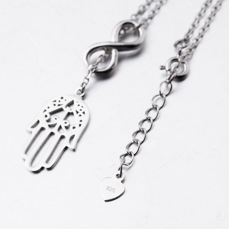 Sterling Silver Infinity Love Pendants Necklace