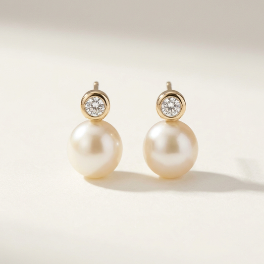 Lunar Glow Pearl & Diamond Earrings - Always Rings True 