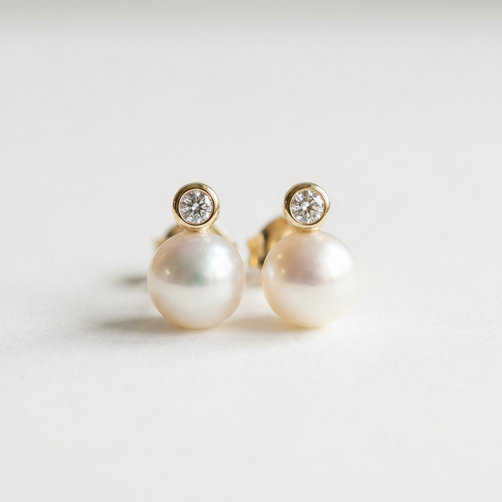 Lunar Glow Pearl & Diamond Earrings