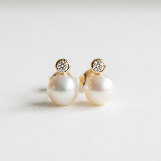 Lunar Glow Pearl & Diamond Earrings