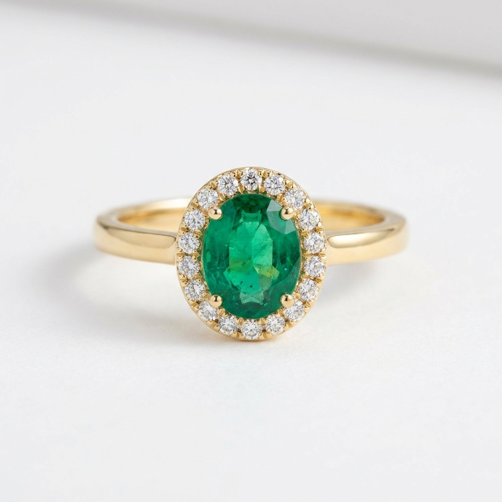 Celestial Halo Emerald Ring