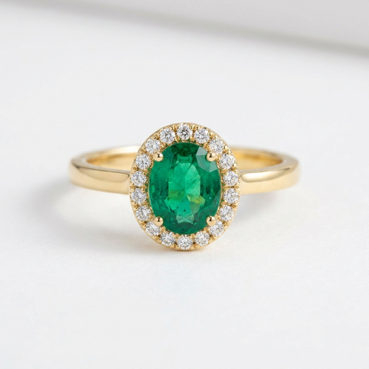 Celestial Halo Emerald Ring