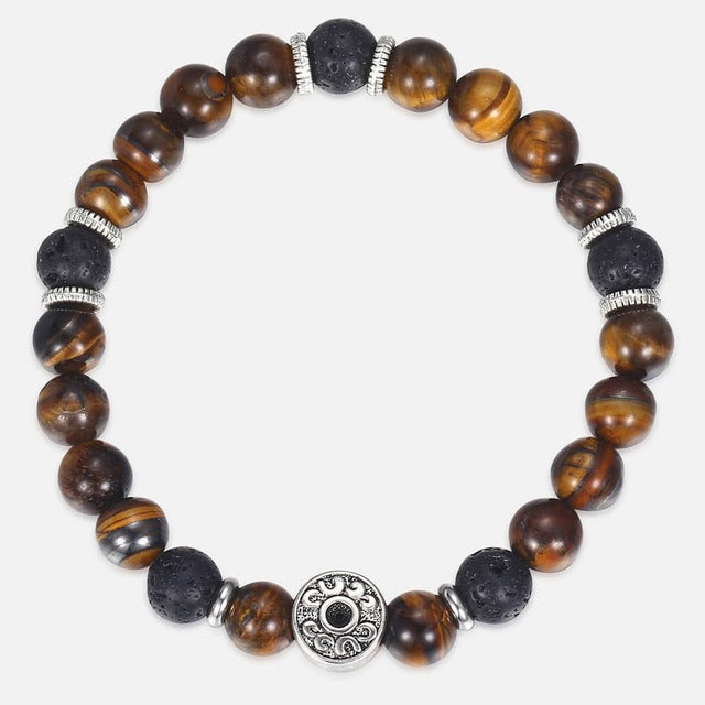 Unique Natural Tiger Eye Stone Men's Beaded Bracelet